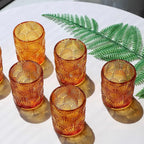 Woho 12Pcs Amber Votive Candle Holders, Glass Amber Candle Holder for Fall Wedding, Boho Tea Lights Candle Holder for Halloween Thanksgiving Centerpieces Table Decoration