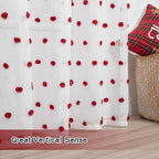 MYSKY HOME 95 Inch Long Christmas Curtains for Living Room Sliding Door Red Pom Pom White Shher Curtains for Bedroom Large Window Panels Dining Room Rod Pocket Privacy Protect 2 Sets 52" x 95"