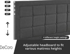 Decoro Mornington Upholstered 2.0 Platform Bed, Button-Tufted Fabric Headboard and Metal Frame with Wood Slat Support, Dark Grey, Full