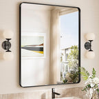 TokeShimi 30x36 Black Mirror for Bathroom,Modern Bathroom Vanity Mirror,Tempered Glass,Matte Black Aluminum Framed Mirror(Horizontal/Vertical)