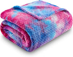 NEWCOSPLAY Super Soft Twin Blanket Deep Purple Rainbow Premium Silky Flannel Fleece Leaves Pattern Lightweight Bed Blanket All Season Use (Deep Purple Rainbow, Twin(60"x80"))