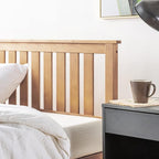 Mellow Marley 14 Inch Solid Wood Platform Bed with Paneled Headboard, Natural Pine, King