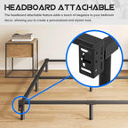 7 Inch Metal Bed Frame Queen Size, Compatible with Most Brand Box Spring Or Mattress, 9-Leg Support Bed Base, Headboard Attachable, Noise-Free, Easy Assembly, Black