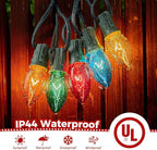 Minetom C9 Multicolor Christmas String Lights, 25FT 25 Blubs Bright & Warm Outdoor Christmas Lights, Long Life C9 String Lights for Tree Patio Gazebo Wreath, Multicolor Green Wire