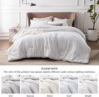 Bedsure Super King Comforter Set - Grayish White Soft Bedding for All Seasons, Cationic Dyed Bed Set, 3 Pieces, 1 Super King Size Comforter (120"x120") and 2 Pillow Shams (20"x36"+2")