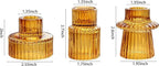 Vixdonos Taper Glass Candlestick Holders Tealight Candle Holders for Table Centerpieces, Wedding Decor and Dinner Party (3 Pcs, Amber)