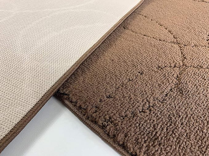 Custom Size Modern Geometric Pattern Carpet Runner Rug for Hallways, Slip Resistant Latex Rubber Backed, 31 inch Wide X Customized Length, Circles Brown, 31 inch X 5 feet