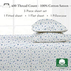 California Design Den Printed Twin XL Sheet Sets - 400 Thread Count Sateen, Natural 100% Cotton Sheets, Deep Pockets, Cooling and Durable Bedding Set - Blooming Meadows