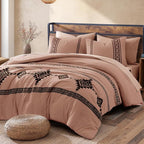 MaiRêve Embroidery King Size Comforter Set Dusty Pink, Boho Farmhouse Western Bedding Set 7 Pieces, All Season Bed in A Bag Comforter Set with Sheets, Pillowcases & Shams