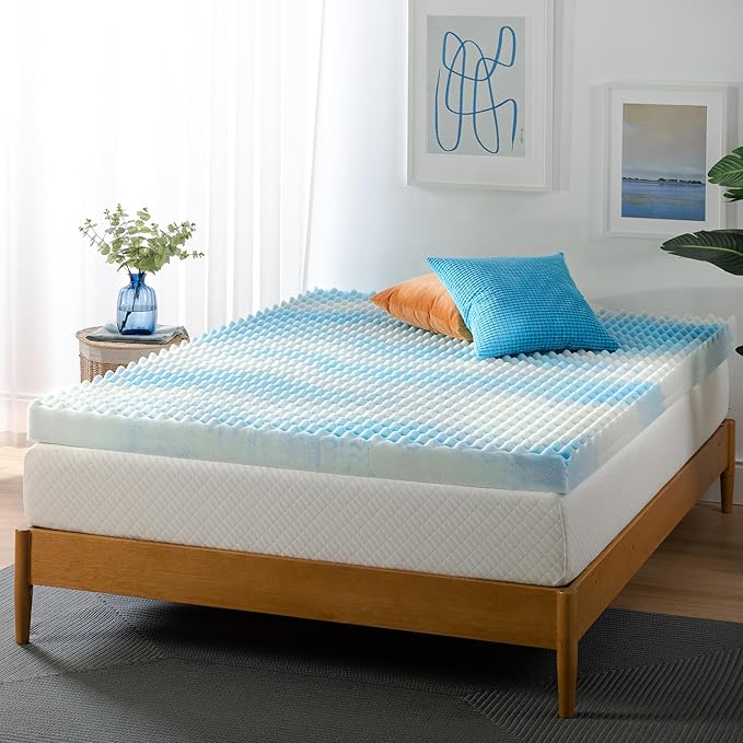 ZINUS 4 Inch Swirl Gel Cooling Memory Foam Mattress Topper, Smaller, More Convenient WonderBox Packaging, Cooling, Airflow Design, CertiPUR-US Certified, King