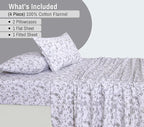 RUVANTI Flannel Sheets King Size - 100% Cotton Brushed King Size Sheets Set - Deep Pockets 16 Inches Bed Sheets - All Seasons Breathable & Extra Soft - Warm & Cozy, 4 Piece, Vintage Flora