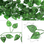 Tbestmax 315 Feet 48 Pack Artificial Ivy Leaf Plants, Green Vine Leaves, Greenery Hanging Garland, Fake Foliage Flowers for Home Kitchen Garden Office Wedding Wall Decor