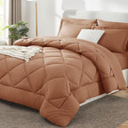 CozyLux King Size Comforter Sets Pumpkin - 7 Pieces Bed in a Bag King, Luxury Soft Bed Set for All Seasons, Bedding Set with Down Alternative Comforter, Sheets, Pillowcases & Shams
