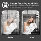LED Bathroom Mirror, 48"x 30" LED Mirror with Lights for Bathroom, Lighted Vanity Mirrors for Wall, Anti-Fog, Dimmable, Tempered Glass, Memory Function, 3 Colors, Safe Use (White)
