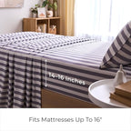 Mellanni Twin XL Sheets Set - 3 PC Iconic Collection Bedding - Hotel Luxury, Soft, Cooling Bed Sheets - Wrinkle, Fade, Stain Resistant (Twin Extra Long, Oxford Stripe Hazy Lilac)
