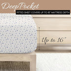Linen Market Double-Brushed Patterned Microfiber California King Sheet Set 4 Piece – Oeko-TEX Certified Ultra Soft & Wrinkle-Free - 16" Deep Pocket Sheets Easy Care Cal-King Size - Soft Floral Blue