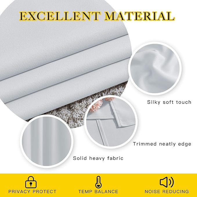 NICETOWN Greyish White Curtains 84 inch Length 2 Panels, Grommet Thermal Insulated Window Treatments Light & Sound Reducing Drapes for Living Room/Bedroom, W46 x L84
