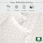 California Design Den Full Size Bed Sheets Set - 400 Thread Count Sateen, Natural 100% Cotton Sheets, Deep Pocket Cooling and Durable Bedding - Soft Floral