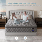 Queen Mattress, 10 Inch Euro Top Mattress Grey Hybrid Medium Firm for Back & Lumbar Support, 100 Night Trial, Individual Pocket Spring for Motion Isolation & Pressure Relief