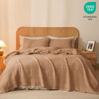 PHF 100% Cotton Waffle Weave Blanket Twin Size for Bed, Soft Lightweight & Breathable, All-Season Comfort, Luxury Aesthetic Woven Bedding for Home Decor, 66"x90", Clay