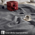 PHF 100% Cotton Waffle Weave Blanket Queen Size for Bed,Snag Proof Lightweight Breathable Moisture-wicking Throw for Couch,Great for Layering in Cold Weather,Machine Washable, Home Decor Gift-Charcoal