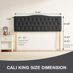Tufted Upholstered Headboard California King, Sturdy and Durable Solid Wood Bed headboard, Fabric Headboard Adjustable Height from 37” to 51”, Button Diamond Design Head Board, Black