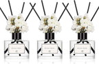 WEALD TRIBE Flower Reed Diffuser Set Of 3(Bamboo,Sage & Sea Salt,Sandalwood Ebony Scent) For Bathroom Accessories Shelf Decor & Air Fresheners, Gift Stick Defusers With 1.7 oz Essential Oils Each Pack
