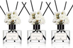 WEALD TRIBE Flower Reed Diffuser Set of 3 for Bathroom Accessories Shelf Decor & Air Fresheners, Stick Defusers | Velvet Vanilla, Hotel White Tea, Tahitian Crown Flower Scent(1.7oz/Pack) Office Gift