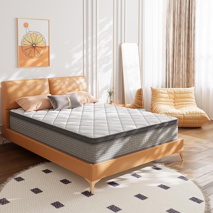 Queen Mattress,10 Inch Extra Plush Hybrid Mattresses with Memory Foam,100 Night Trial,Euro Top Mattress with Medium Hardness is Used for Back and Waist Support,CertiPUR-US