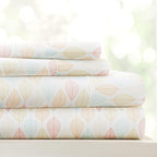 Linen Market Double-Brushed Patterned Microfiber California King Sheet Set 4 Piece – OEKO-TEX Certified Ultra Soft & Wrinkle-Free - 16" Deep Pocket Sheets Easy Care Cal-King Size - Fall Foliage Yellow