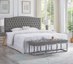 24KF Upholstered Tufted Button Linen Fabric Headboard,Comfortable Fashional Headboard King/CA King Size,Granite