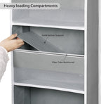 Univivi 5-Shelf Fabric Door Storage Over Door Hanging Organizer with 4 Large Pockets and 3 Small PVC Pockets Nursery Closet Cabinet Wall Mount Hanging Storage Organizers for Baby Nursery (Grey)
