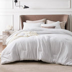 Bedsure Full Comforter Set - Grayish White Soft Bedding for All Seasons, Cationic Dyed Bed Set, 3 Pieces, 1 Full Size Comforter (82"x86") and 2 Pillow Shams (20"x26"+2")