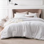 Bedsure Twin/Twin XL Comforter Set - Grayish White Soft Bedding for All Seasons, Cationic Dyed Bed Set, 2 Pieces, 1 Twin Size Comforter (68"x88") and 1 Pillow Sham (20"x26"+2")