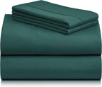 LuxClub 3 PC Sheet Bed Sheets Deep Pockets Wrinkle Free-Kids-Fitted Sheets Machine Washable Hotel Bedding Silky Soft - Emerald Twin