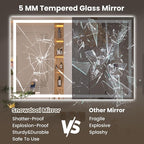 48"X30" LED Bathroom Mirror with Front Lights and Backlit, Anti-Fog, Dimmable, Shatter-Proof Tempered Glass, Lighted Bathroom Vanity Mirror for Wall with 3 Colors, Memory Function
