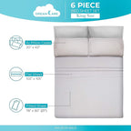 DREAMCARE King Size Sheets Set – 6 pcs Cooling Bed Sheets – up to 21” Deep Pocket King Sheet Set – 2500 Supreme Collection – Extra Soft 100% Brushed Microfiber Hotel Luxury with Side Pocket – L Gray