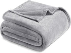 Exclusivo Mezcla Fleece Blanket King Size for Bed, Super Soft and Warm, All Season Use, Cozy, Plush, Lightweight, 90x104 Inches, Light Grey