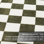 Checkered King Size Blanket,Premium Lightweight Anti-Static 90x108 Inches Sage Green Throw Blankets for King Calking Bed,Couch, Sofa, Chair, Camping, Picnic,Sage Green
