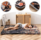 MAXYOYO Japanese Futon Mattress Floor Mattress Sleeping Pad Foldable Bed Roll Up Camping Cushion Floor Lounger Bed Couches and Sofas Couch Topper, Black Floral, Full Size