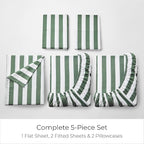 Mellanni Split King Sheets Set - 5 PC Iconic Collection Bedding - Hotel Luxury, Extra Soft, Cooling Bed Sheets - Wrinkle, Fade, Stain Resistant (Split King, Oxford Stripe Sage)