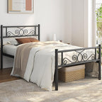 Yaheetech Twin XL Bed Frames Metal Platform Bed with Headboard and Footboard No Box Spring Needed Easy Assembly,Under-Bed Space: 12.6''/Black/Twin XL Bed