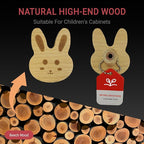 6PCS Wooden Rabbit Shaped Cabinet Knobs, Cabinet Handles, Single Hole Beech Wood Handles, Wood Hooks with Full Set of Screw Accessories