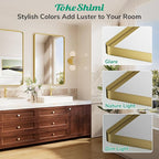 TokeShimi 36x36 Brushed Gold Bathroom Mirror,Bathroom Vanity Mirror Square,Tempered Glass,Gold Framed Bath Mirror Wall(Horizontal/Vertical)