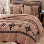 MaiRêve Embroidery Full Size Comforter Set Dusty Pink, Farmhouse Western Boho Bedding Set 7 Pieces, All Season Bed in A Bag Comforter Set with Sheets, Pillowcases & Shams