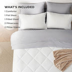 Bedsure Queen Comforter Set - 7 Pieces Reversible White and Grey Bedding, Queen Bed Set for All Seasons, Bed in a Bag with Down Alternative Comforter, Grey Sheets, Pillowcases & Shams