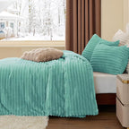 BEDELITE Fleece Twin Comforter Set -Super Soft & Warm Fluffy Haze Blue Bedding, Luxury Fuzzy Heavy Bed Set for Winter with 1 Pillow case