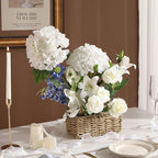 Nubry 22.44In White Hydrangea Artificial Flowers, 2Pcs Latex Faux Real Touch Large Hydrangea Flowers with Long Stems & Leaves for Home Office Decor Wedding Party Arrangements(White)