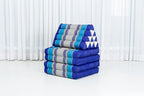 Leewadee Comfortable Japanese Floor Mattress - Thai Floor Bed with Triangle Cushion - Futon Mattress - XL Extra Long Thai Massage Mat, 89 x 20 inches, Blue, Kapok Filling