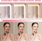 Vanity Mirror with Lights, 12.6"×15" LED Makeup Mirror, Lighted Makeup Mirror with Lights, Smart Touch Control Dimmable 3 Modes Light, Lighted Up Mirror for Makeup Desk, Bedroom, Dressing Room
